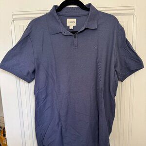 Cuts Polo Shirt Mens L Dark Blue Curve-Hem 100% Pima Cotton Casual